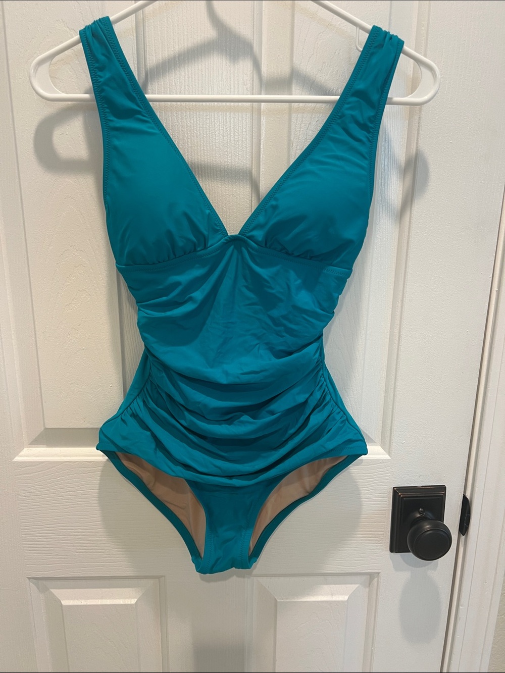 J. Crew Teal Ruched One-Piece Swimsuit Teal size 4